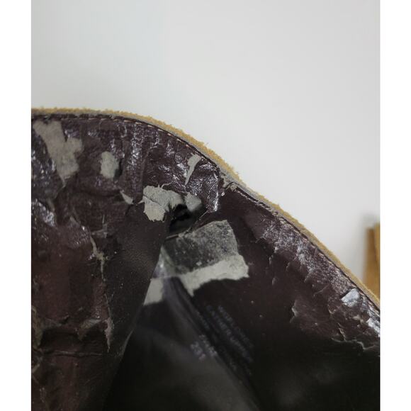 Guess Womens Boots Size 7.5 Tan Side Zip Almond Toe Studded Chucky Ankle Heel - Picture 12 of 12